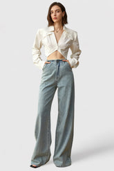 Unregelmäßiges Cropped-Shirt - Weiß